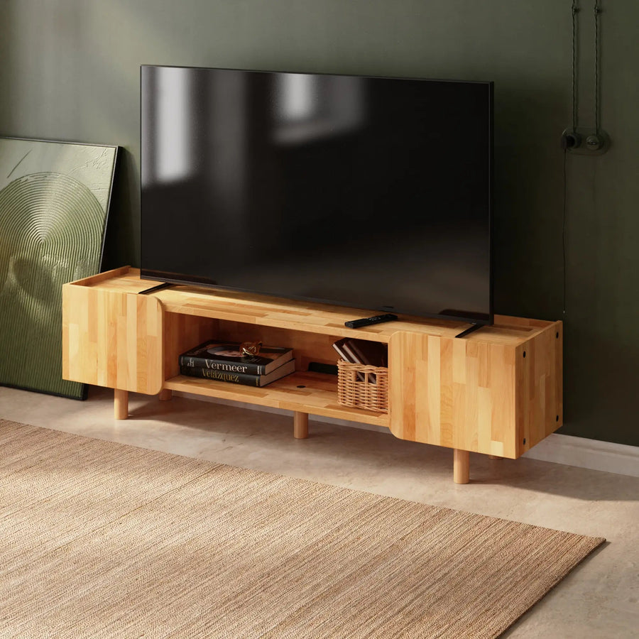 Lisbon Solid Beech Wood Tv Cabinet Demontha