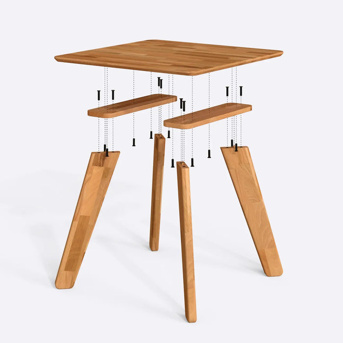 Dakota Solid Wood Square Dining Table - Beech Wood Minimalist Design