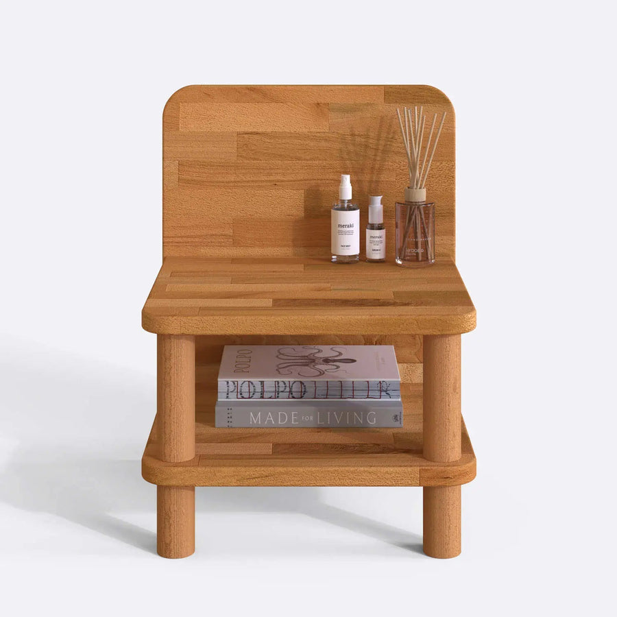 Ruby Solid Beech Wood Nightstand | Modern Minimalist Bedside Table Demontha