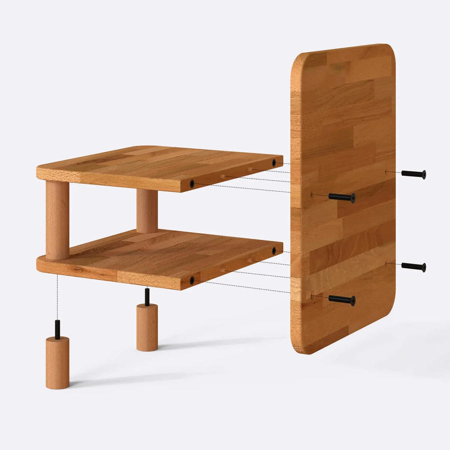 Ruby Solid Beech Wood Nightstand | Modern Minimalist Bedside Table Demontha