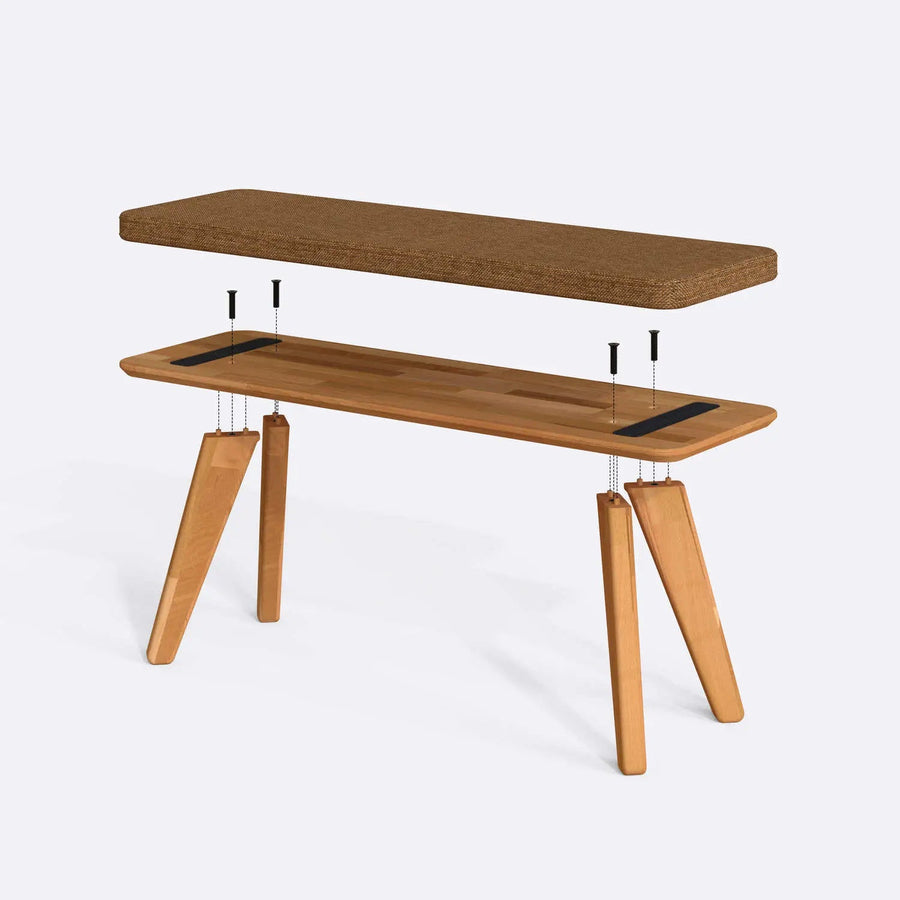 Dakota Solid Beech Wood Bench | Minimalist Upholstered Entryway Bench Demontha