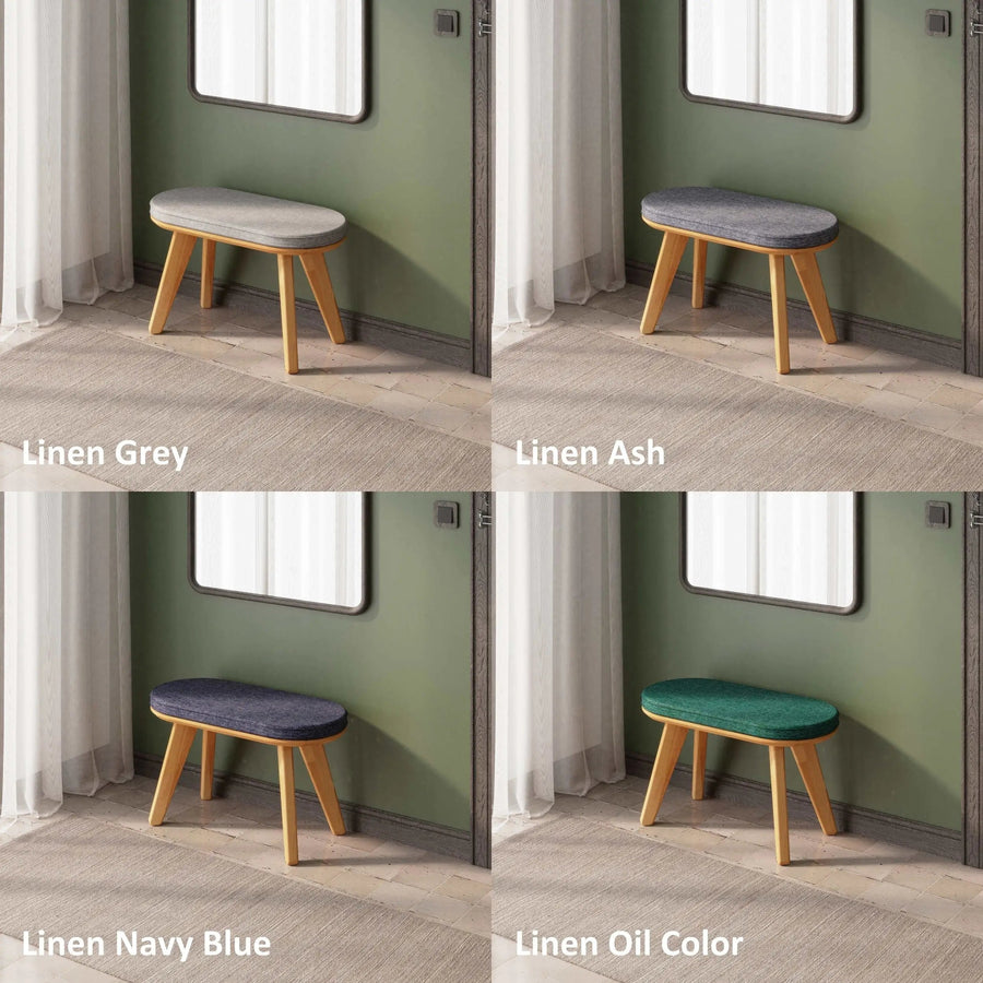 Monroe Solid Beech Wood Bench | Minimalist Upholstered Entryway Bench Demontha