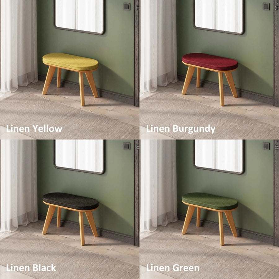 Monroe Solid Beech Wood Bench | Minimalist Upholstered Entryway Bench Demontha