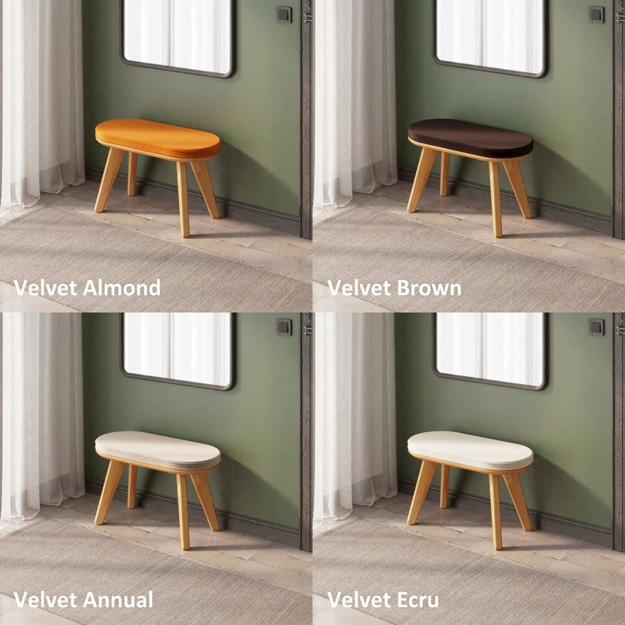 Monroe Solid Beech Wood Bench | Minimalist Upholstered Entryway Bench Demontha