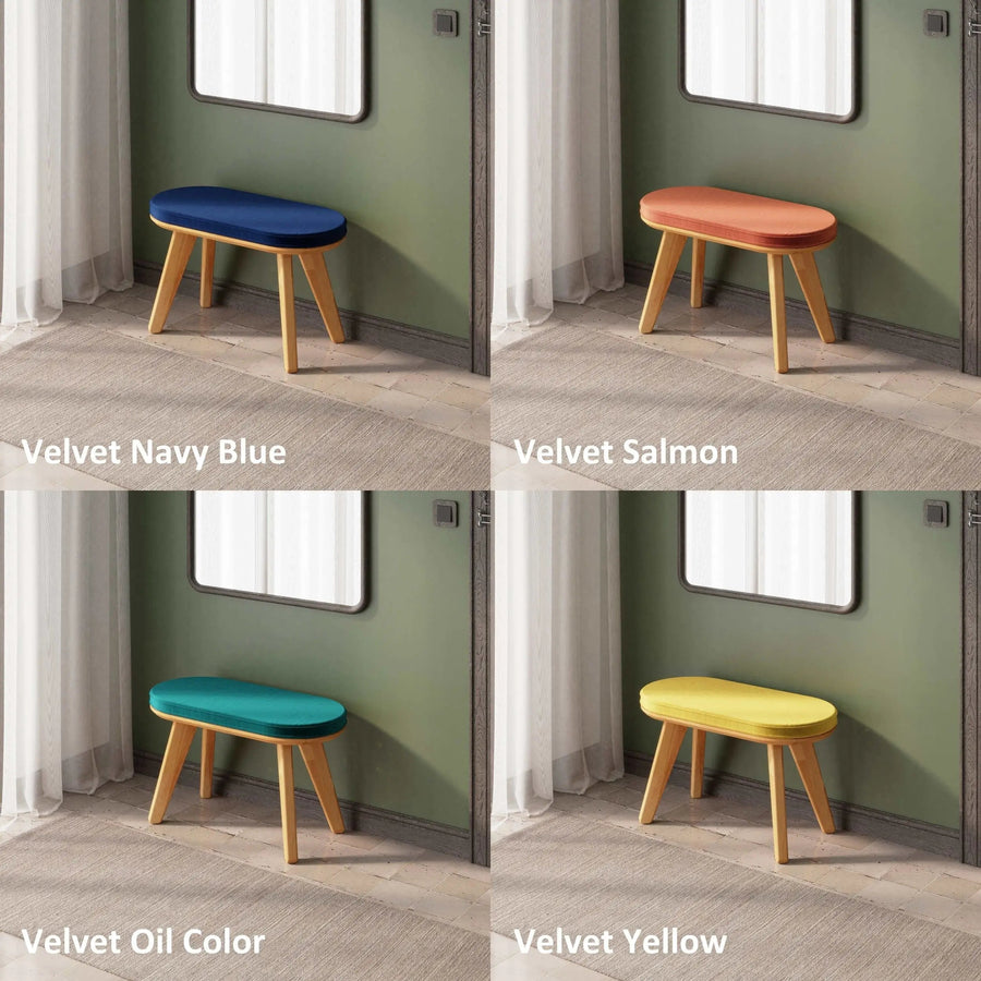 Monroe Solid Beech Wood Bench | Minimalist Upholstered Entryway Bench Demontha