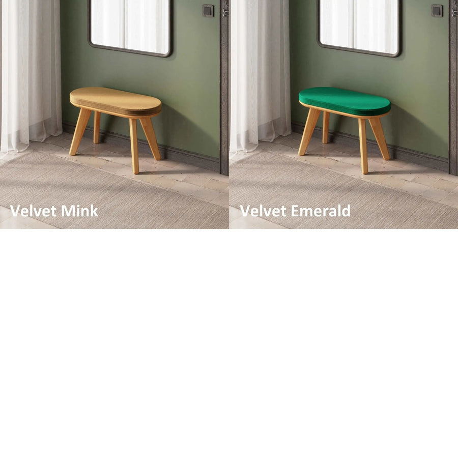 Monroe Solid Beech Wood Bench | Minimalist Upholstered Entryway Bench Demontha