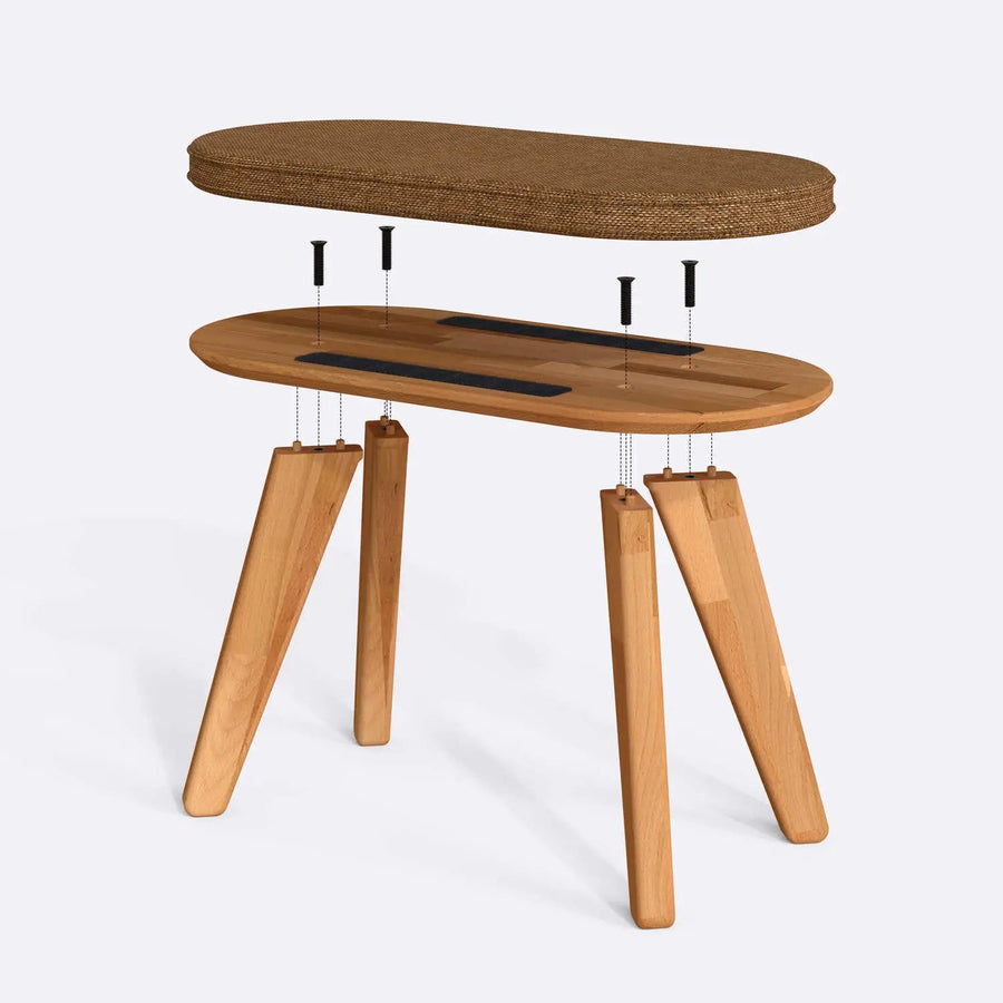 Monroe Solid Beech Wood Bench | Minimalist Upholstered Entryway Bench Demontha