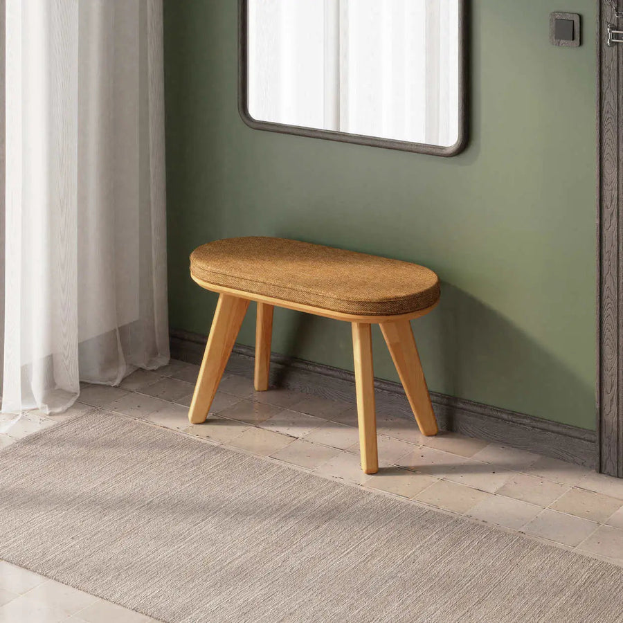 Monroe Solid Beech Wood Bench | Minimalist Upholstered Entryway Bench Demontha