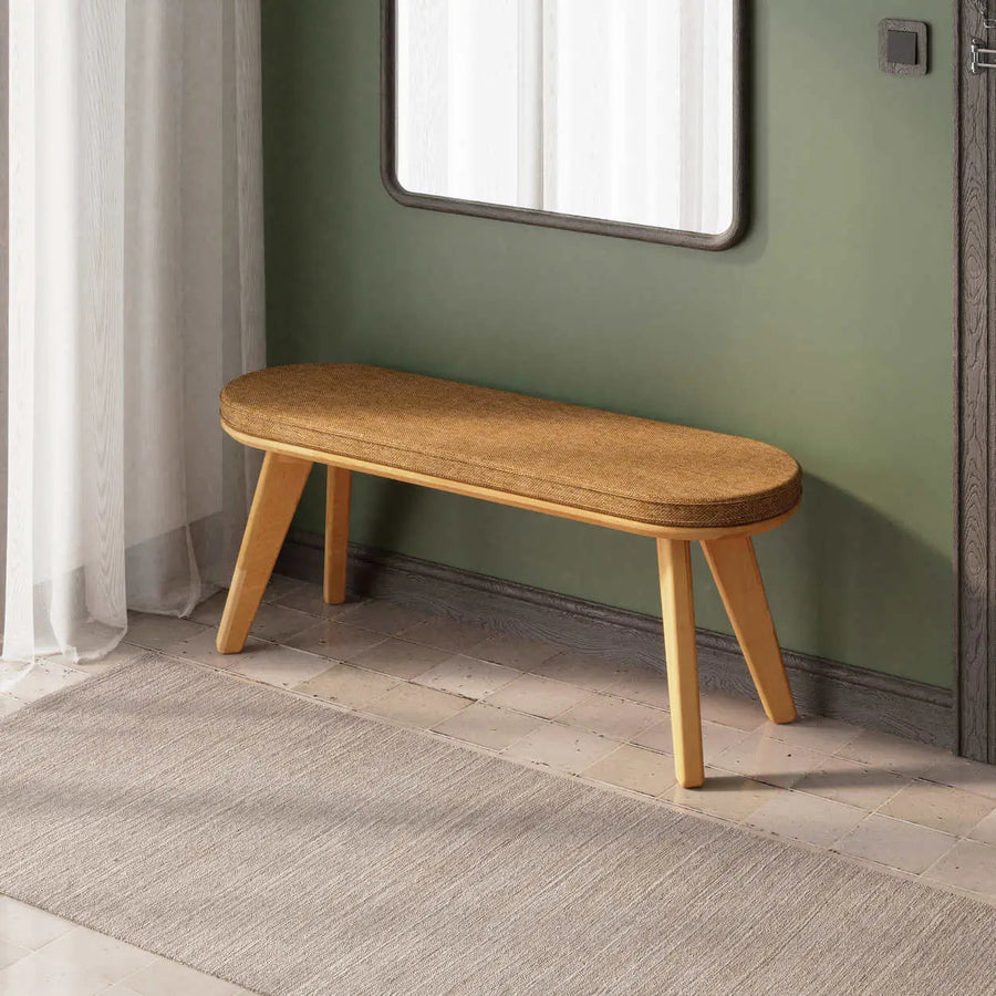 Monroe Solid Beech Wood Bench | Minimalist Upholstered Entryway Bench Demontha