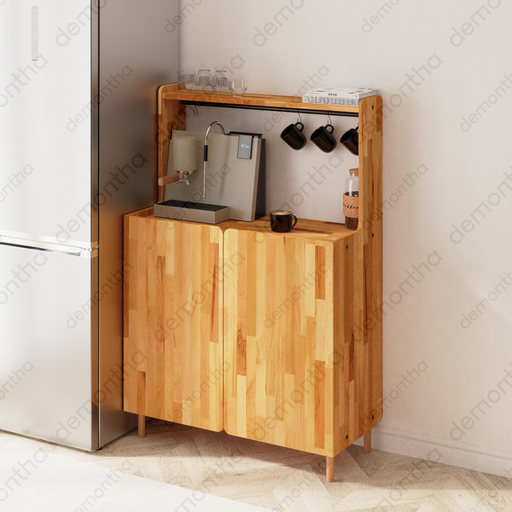 Hazy Wood Coffee Bar Table with Storage – Furniture for Coffee Bar Setup Demontha