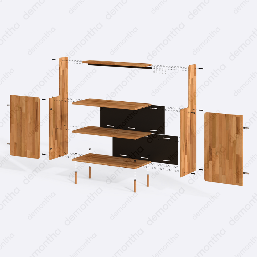 Hazy Wood Coffee Bar Table with Storage – Furniture for Coffee Bar Setup Demontha