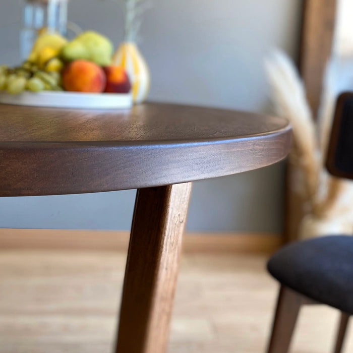 Muse Solid Walnut Wood Mid Century Round Dining Table