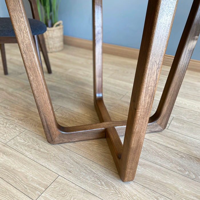 Muse Solid Walnut Wood Mid Century Round Dining Table