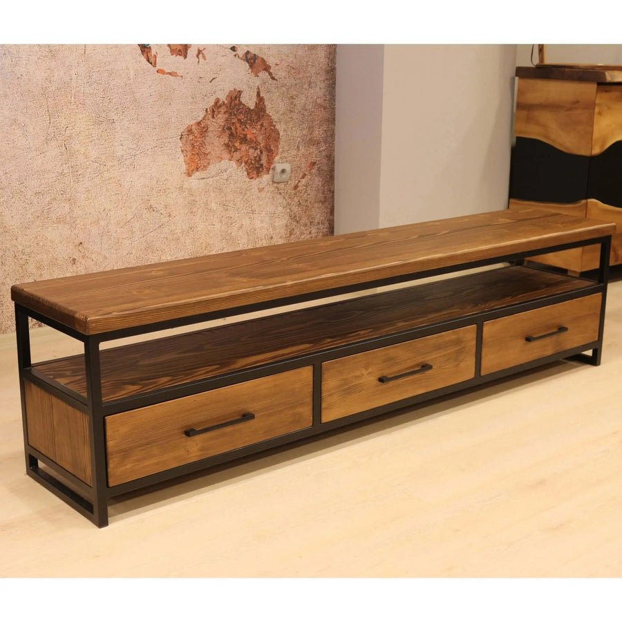 Carmen Solid Pine Wood TV Stand Mozilya