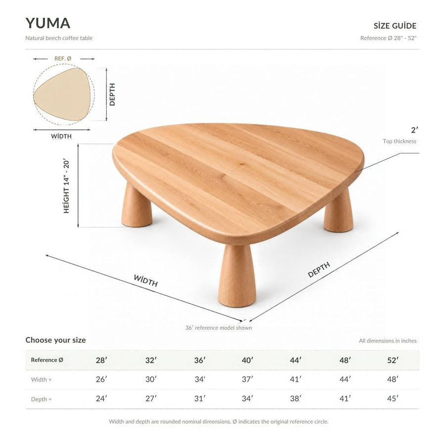 Yuma Organic Triangle Beech Wood Coffee Table – Scandinavian Modern Design