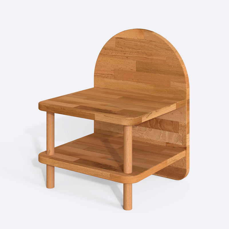 Ales Solid Beech Wood Nightstand | Minimalist Bedside Table