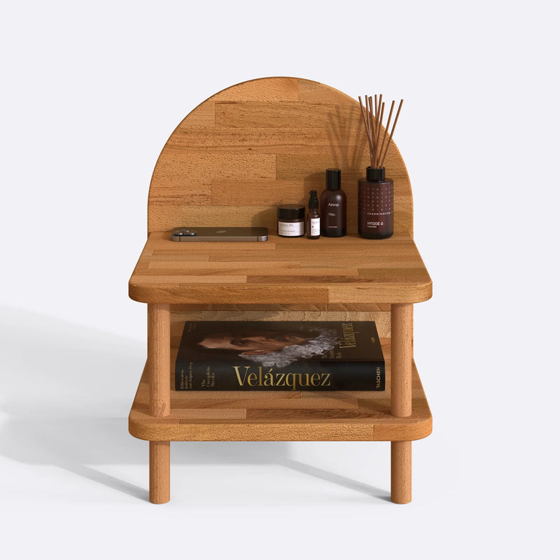 Ales Solid Beech Wood Nightstand | Minimalist Bedside Table