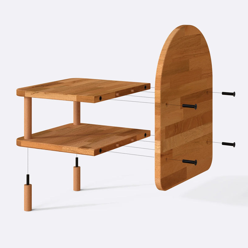 Ales Solid Beech Wood Nightstand | Minimalist Bedside Table