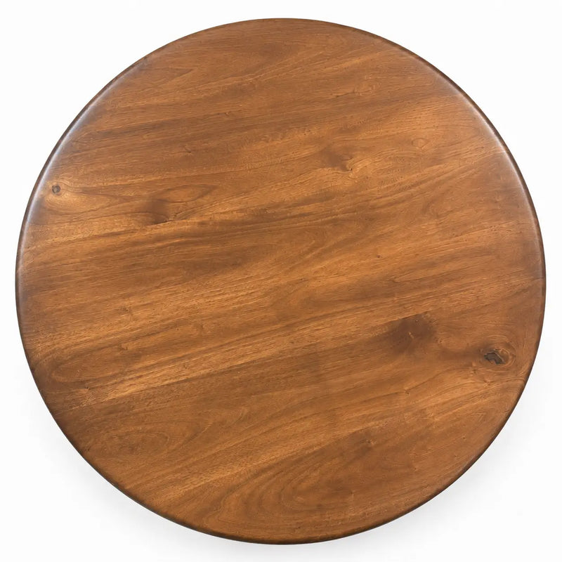 Alya Solid Walnut Sculptural Pedestal Dining Table – Round Modern Design