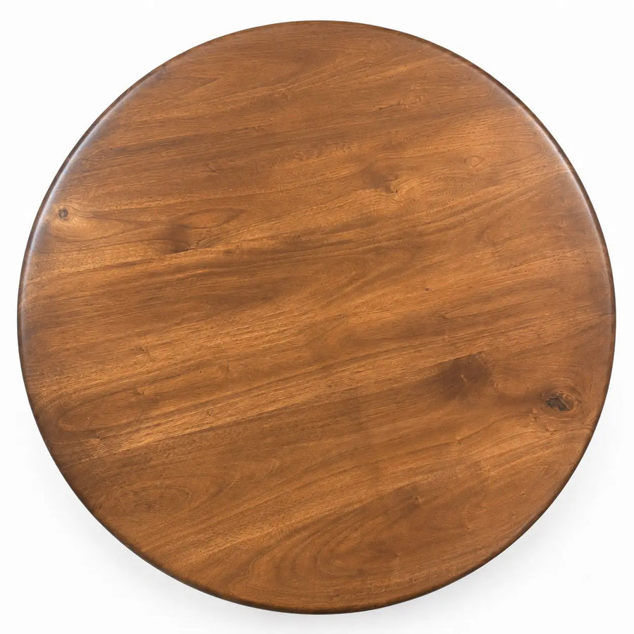 Alya Solid Walnut Sculptural Pedestal Dining Table – Round Modern Design