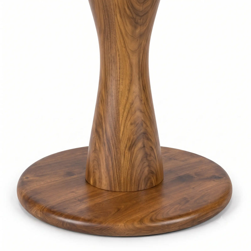 Alya Solid Walnut Sculptural Pedestal Dining Table – Round Modern Design