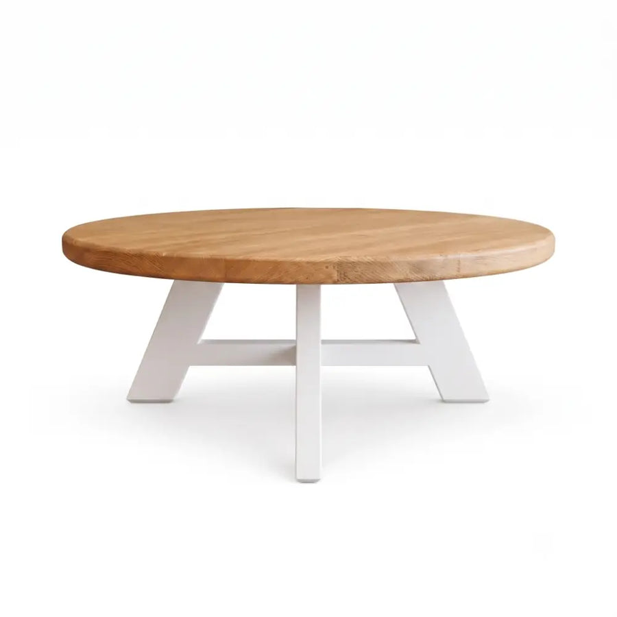 Amber Oak Solid Wood Round Coffee Table – Farmhouse Country Design