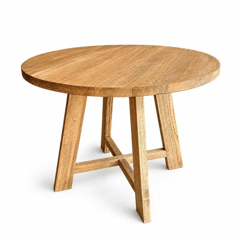 Amber Round Farmhouse Dining Table | Solid Wood Design Mozilya