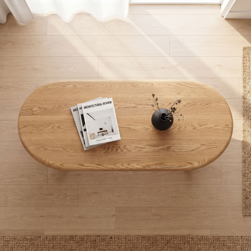 Arden Oval Solid Oak Wood Coffee Table | Sculptural Arched Modern Design