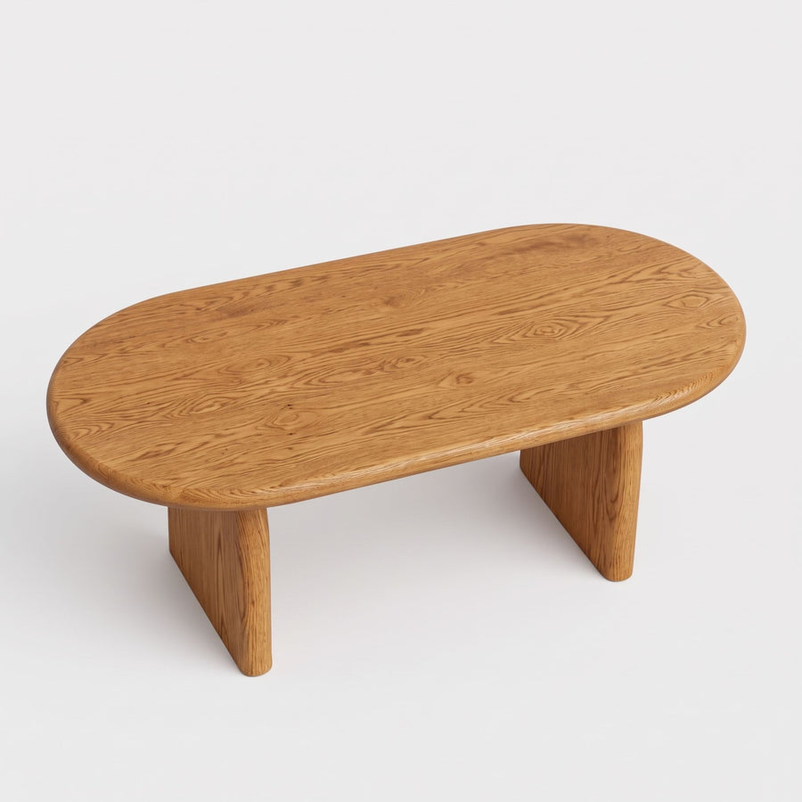 Arden Oval Solid Oak Wood Coffee Table | Sculptural Arched Modern Design