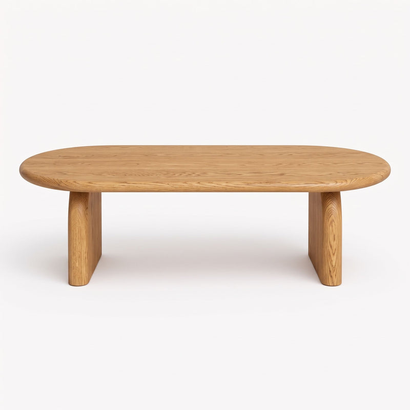 Arden Oval Solid Oak Wood Coffee Table | Sculptural Arched Modern Design