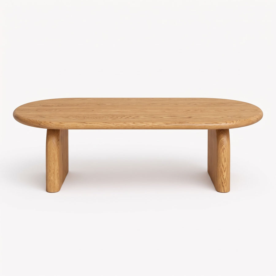 Arden Oval Solid Oak Wood Coffee Table | Sculptural Arched Modern Design