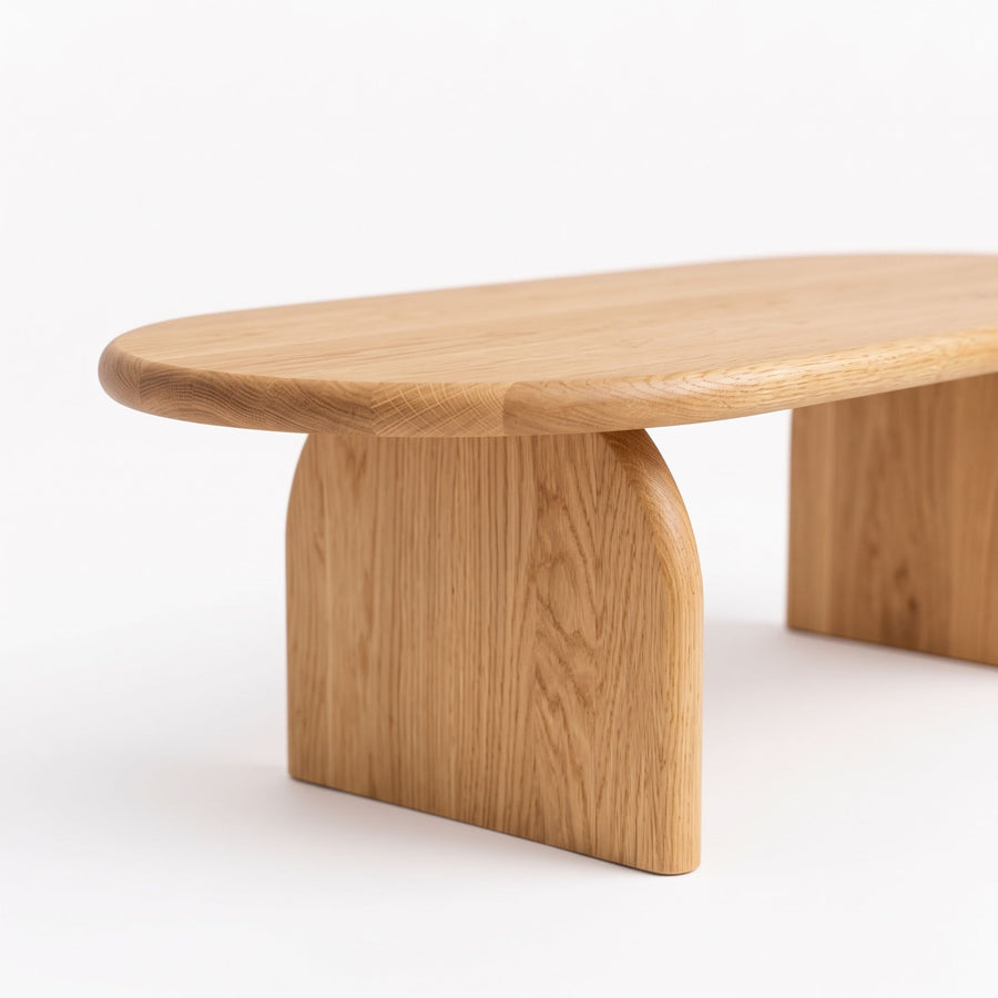 Arden Oval Solid Oak Wood Coffee Table | Sculptural Arched Modern Design