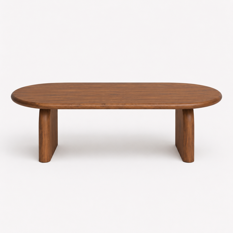 Arden Solid Walnut Oval Coffee Table | Sculptural Arched Base Design