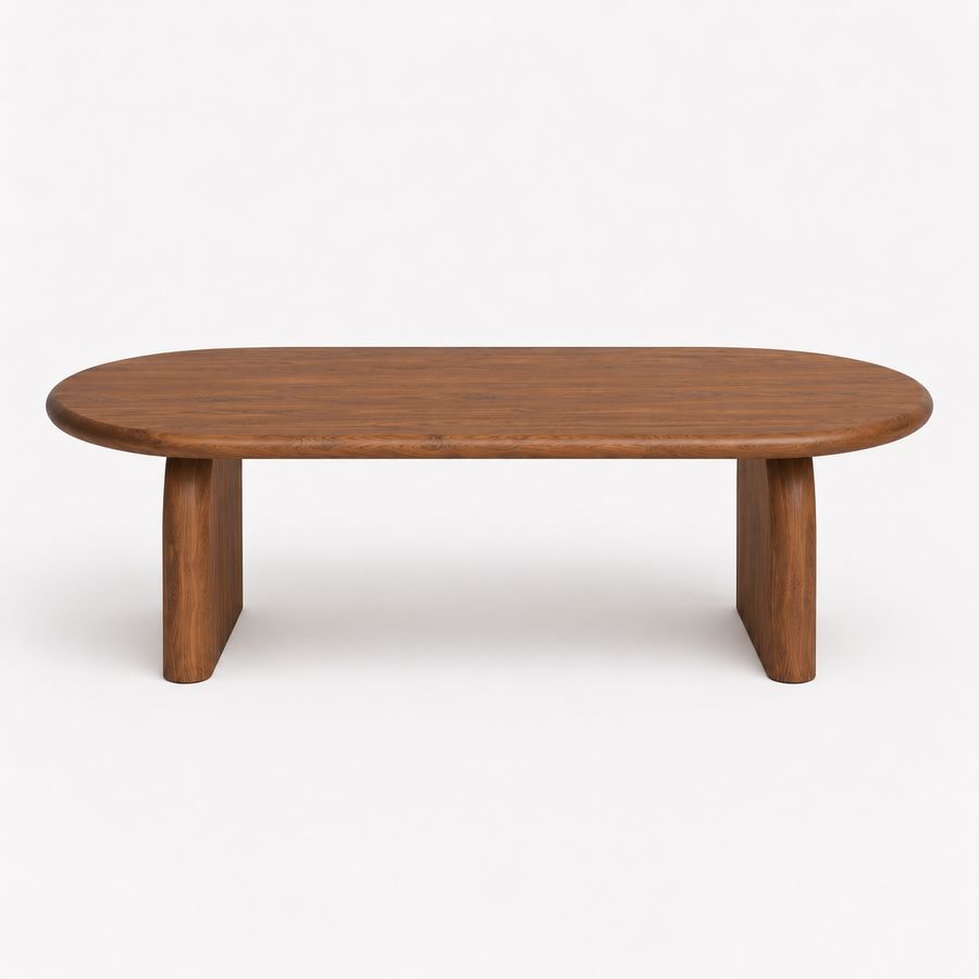 Arden Solid Walnut Oval Coffee Table | Sculptural Arched Base Design