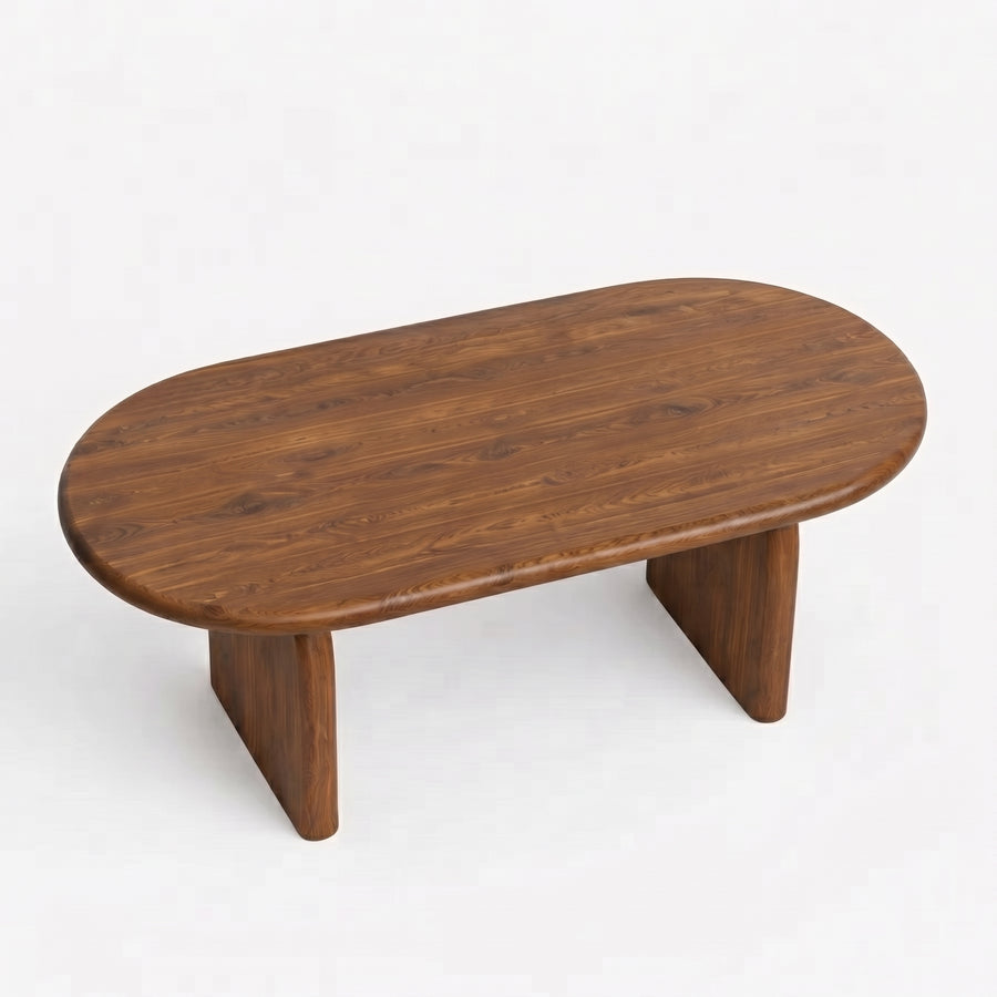 Arden Solid Walnut Oval Coffee Table | Sculptural Arched Base Design