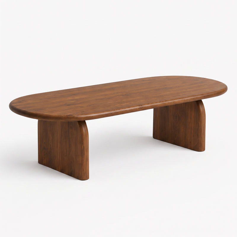 Arden Solid Walnut Oval Coffee Table | Sculptural Arched Base Design