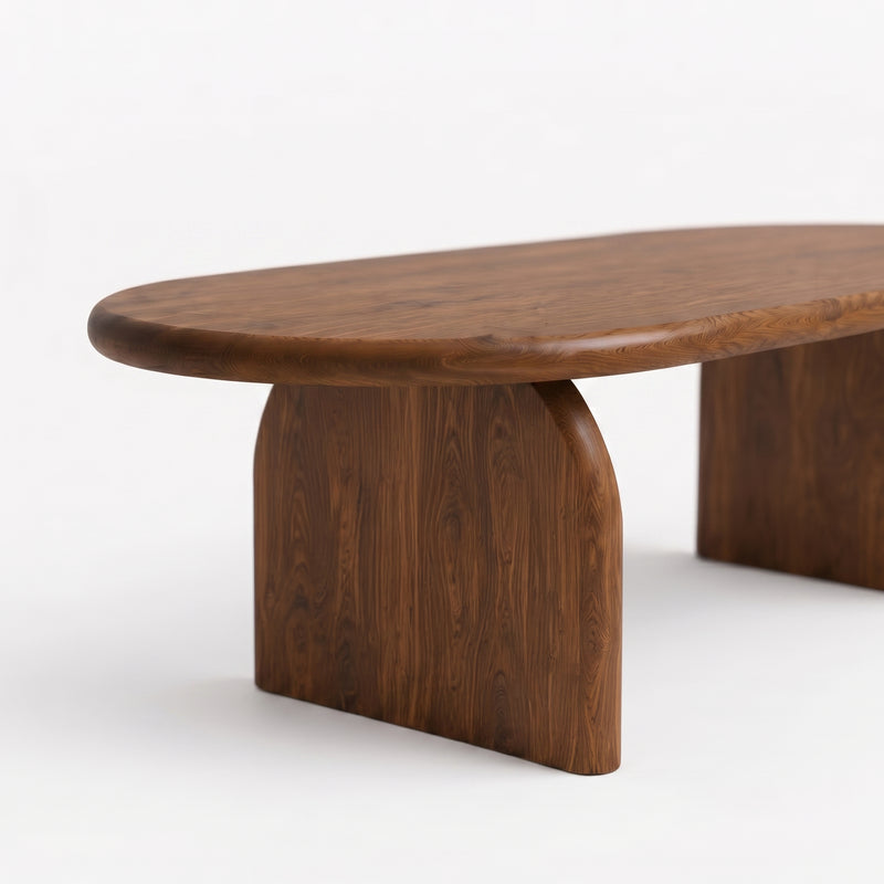 Arden Solid Walnut Oval Coffee Table | Sculptural Arched Base Design