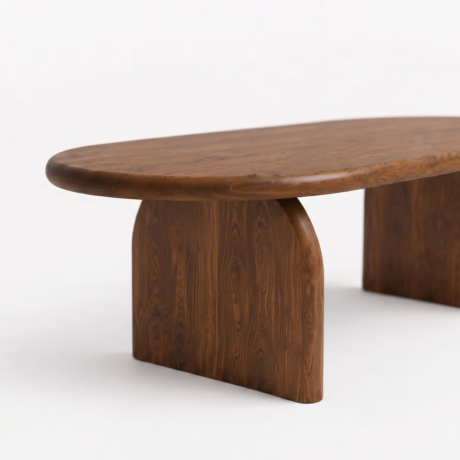 Arden Solid Walnut Oval Coffee Table | Sculptural Arched Base Design