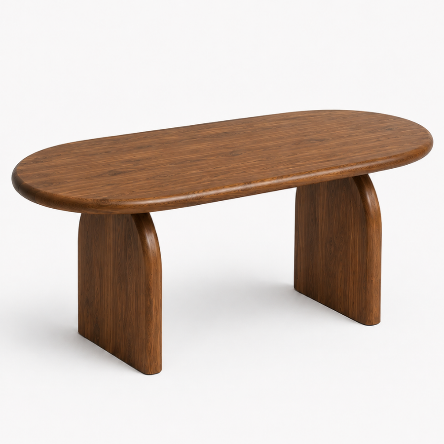 Arden Solid Walnut Oval Dining Table – Sculptural Arched Modern Design