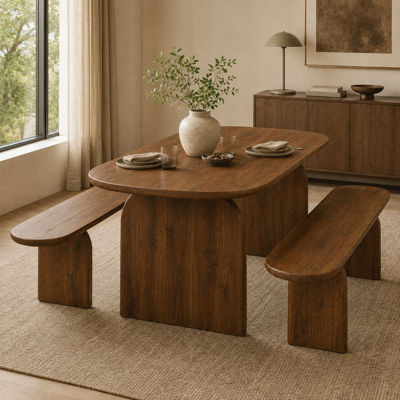 Arden Solid Walnut Oval Dining Table – Sculptural Arched Modern Design