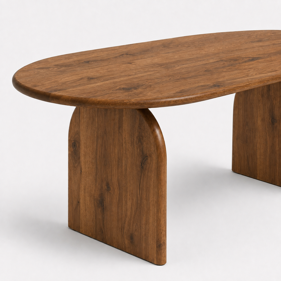 Arden Solid Walnut Oval Dining Table – Sculptural Arched Modern Design