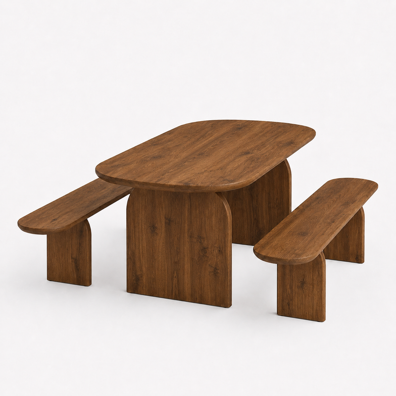 Arden Solid Walnut Oval Dining Table – Sculptural Arched Modern Design