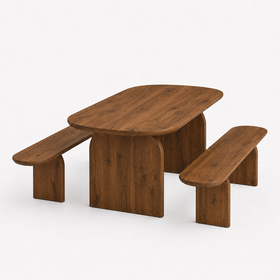 Arden Solid Walnut Oval Dining Table – Sculptural Arched Modern Design