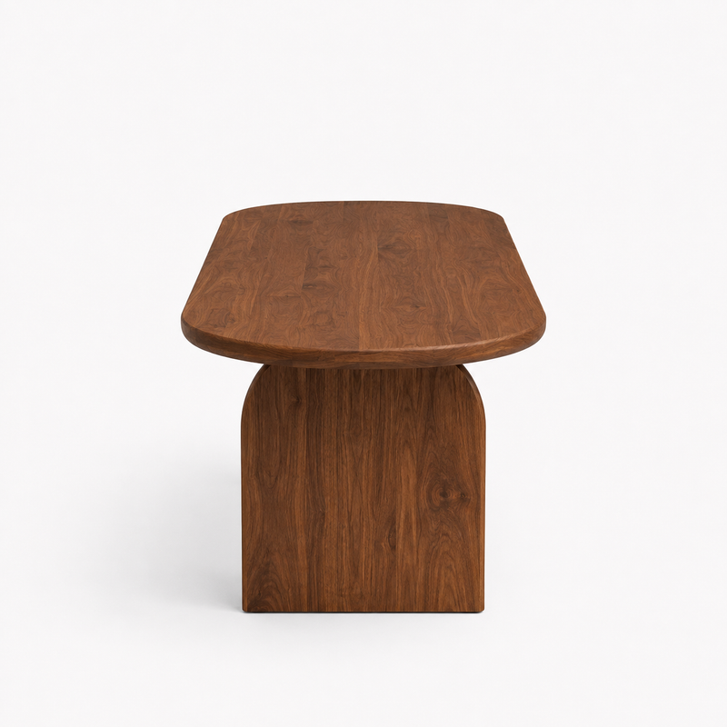 Arden Solid Walnut Oval Dining Table – Sculptural Arched Modern Design