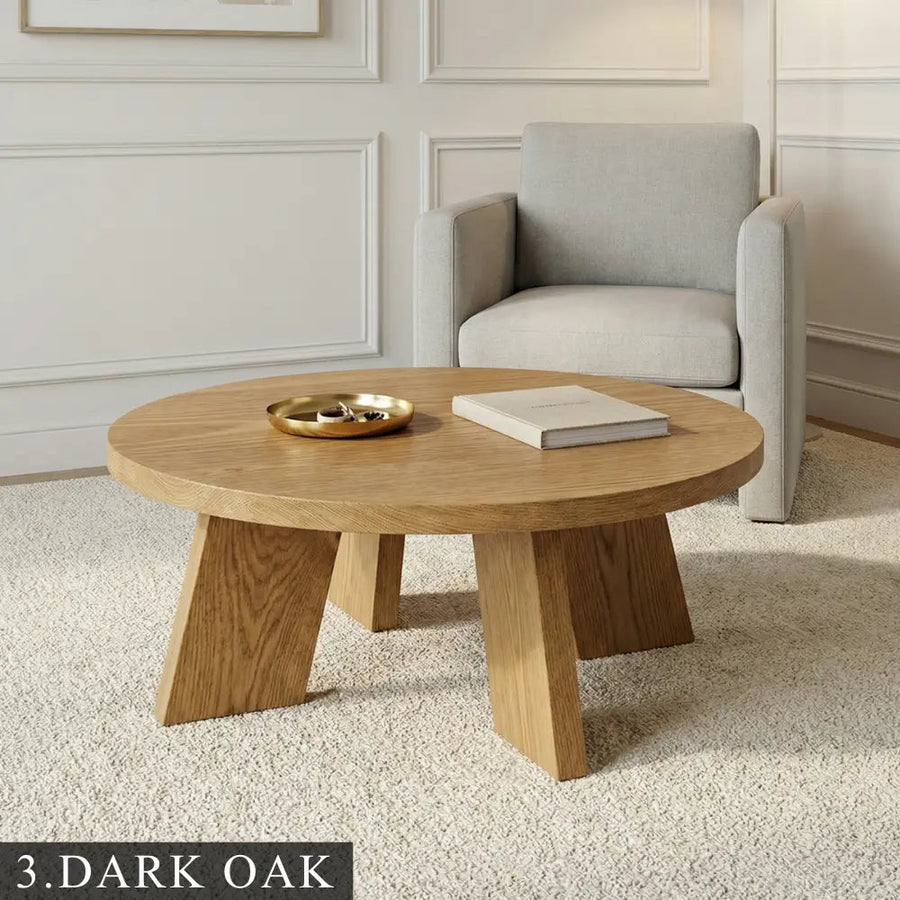 Aren Farmhouse Round Wood Coffee Table - Rustic Design Mozilya
