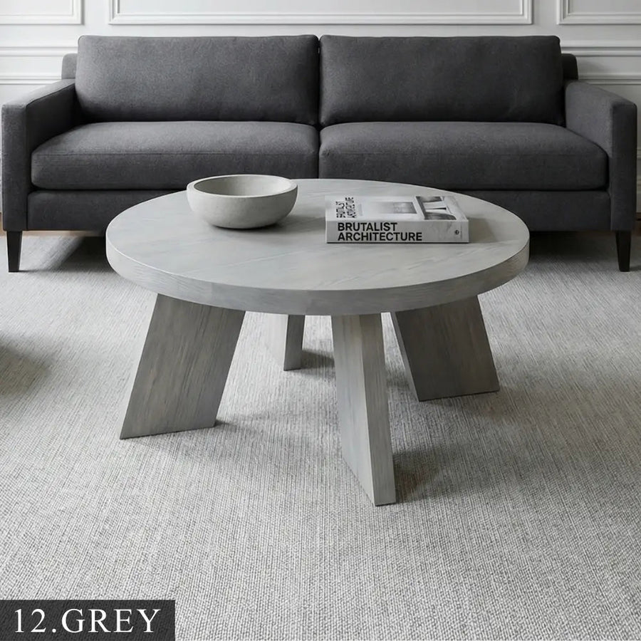 Aren Farmhouse Round Wood Coffee Table - Rustic Design Mozilya