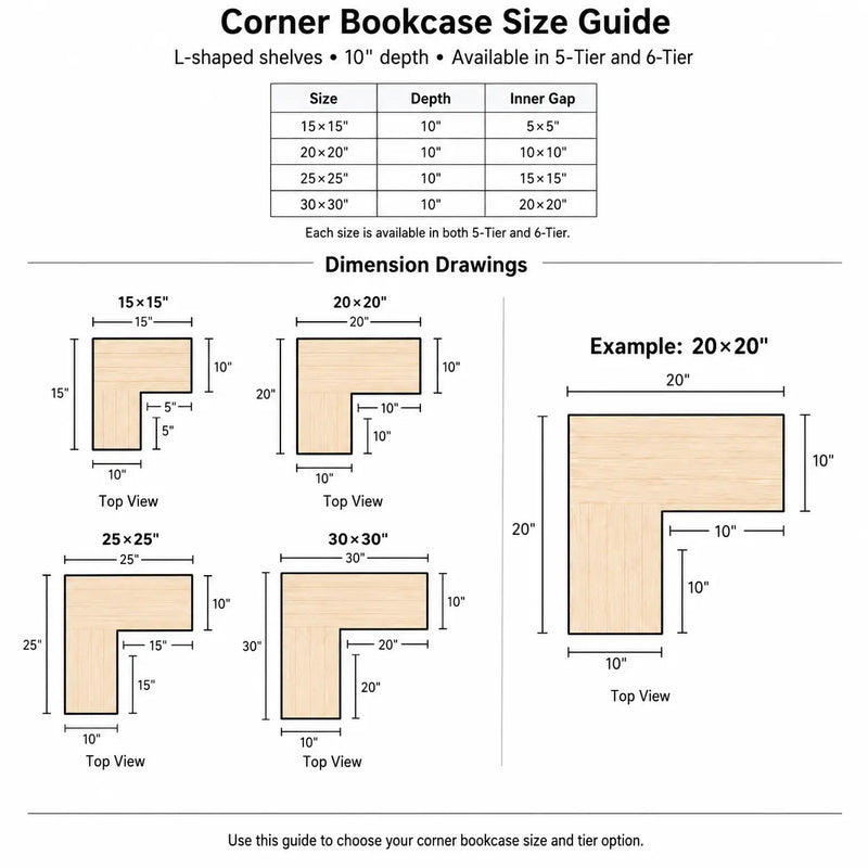 Asper Solid Pine Wood and Metal Corner Bookcase – Modern Industrial Corner Bookcase