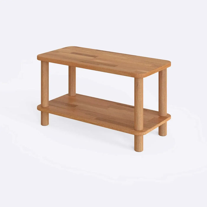 Side angle of the Austin Beech Wood End Table, highlighting its sturdy beech wood construction and clean, modern lines.