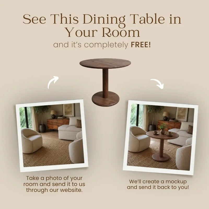 Aven Walnut Wood Dining Table – Modern Pedestal Round Design