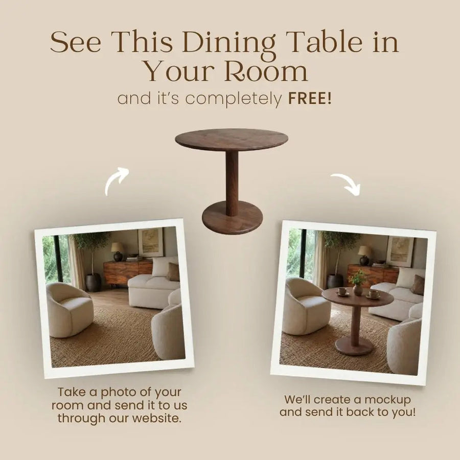 Aven Walnut Wood Dining Table – Modern Pedestal Round Design Mozilya